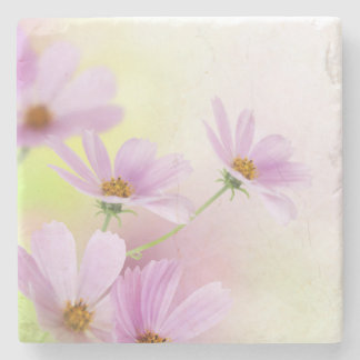 Personalisiertes Bild & rosa Wasserfarben-Blumen Steinuntersetzer