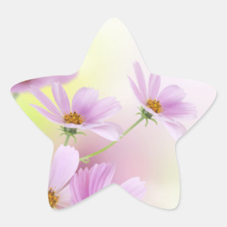 Personalisiertes Bild & rosa Wasserfarben-Blumen Stern-Aufkleber