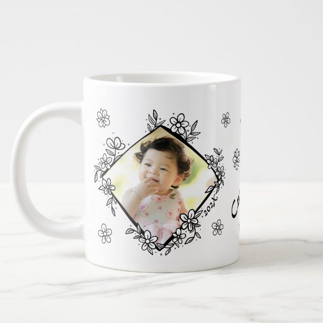 Personalisiertes Bildergeschenk für Blumenrahmen Jumbo-Tasse (Links)