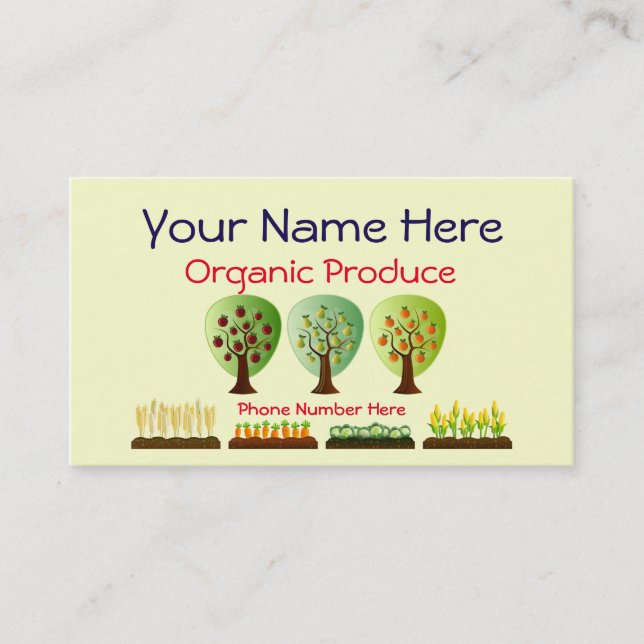 Personalisiertes Bio Landwirtschafts-Erzeugnis Visitenkarte (Vorderseite)
