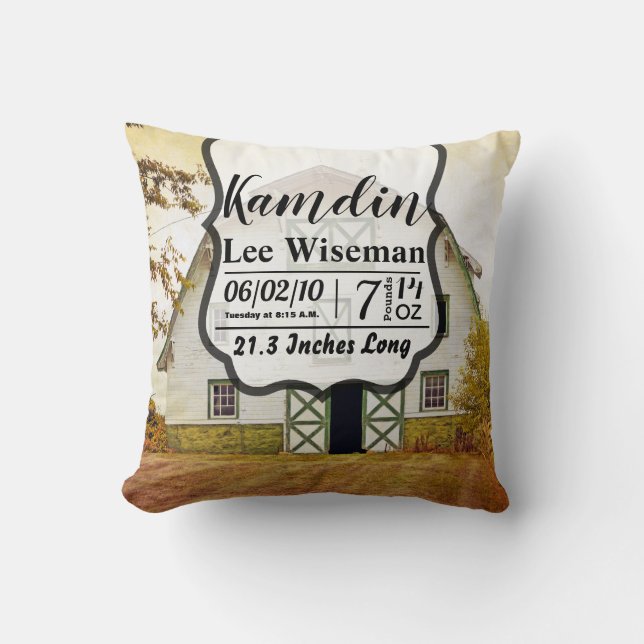 Personalisiertes Birth Pillow Sunset Stall Country Kissen (Vorderseite)