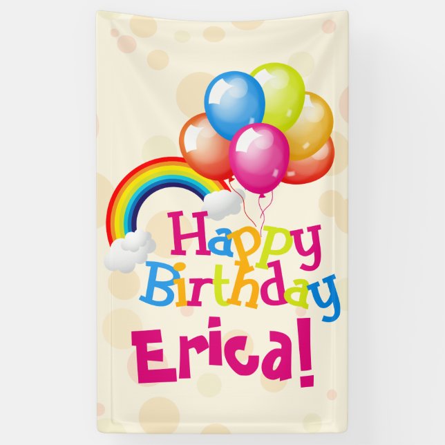 Personalisiertes Birthday Balloons-Regenbogenbanne Banner (Vertikal)