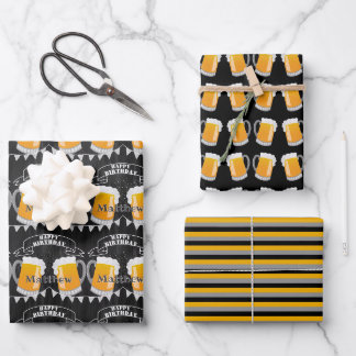 Personalisiertes Birthday Chalkboard Bierglas Geschenkpapier Set