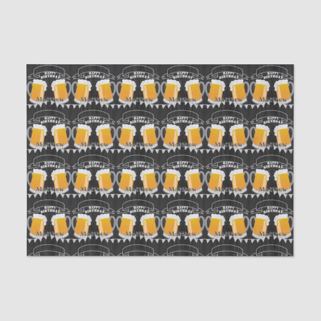 Personalisiertes Birthday Chalkboard Bierglas Seidenpapier (Vorderseite)