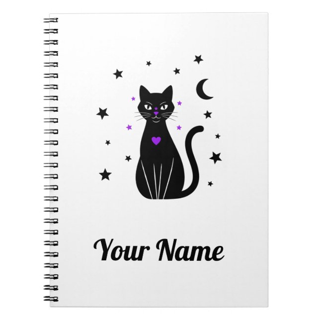 Personalisiertes Black Cat Notebook Notizblock (Vorderseite)