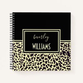 Personalisiertes Black Cream Leopard SpiralNoteboo Notizbuch