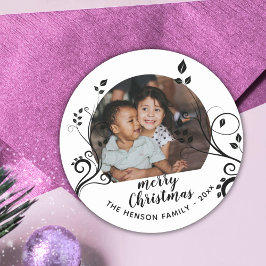 Personalisiertes Black Foliage Weihnachtsjubiläum Runder Aufkleber