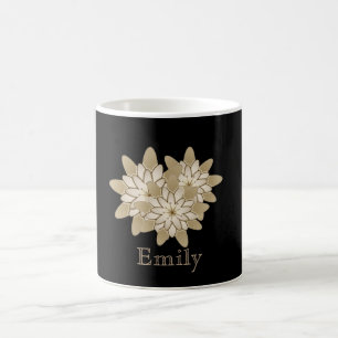 Personalisiertes Black Gold Daisy Blume Design Kaffeetasse