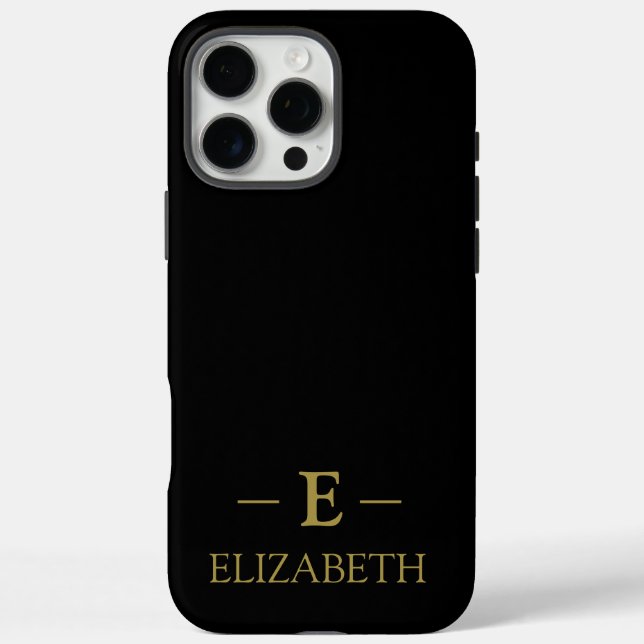 Personalisiertes Black & Gold iPhone 16 Pro Max Fa Hülle (Rückseite)
