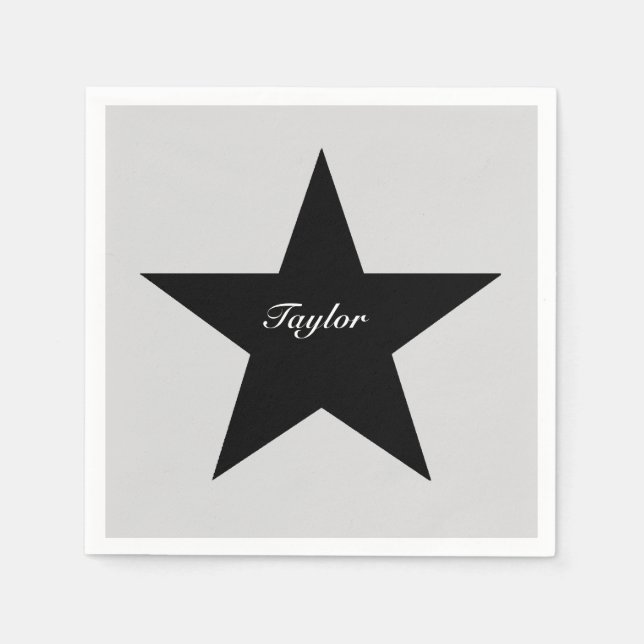 Personalisiertes Black Star Print Paper Napkin Serviette (Vorderseite)