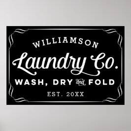 Personalisiertes Black Wäsche Wash Trockenfalten S Poster