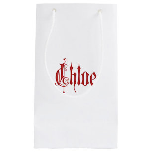 Personalisiertes Blackletter Pergament Chloe Rot Kleine Geschenktüte