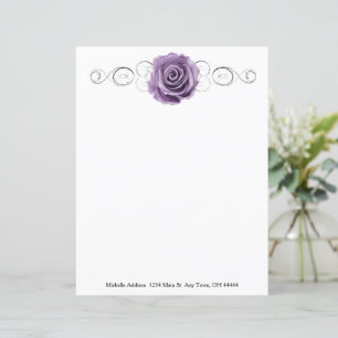 Personalisiertes Blatt mit lila Rose