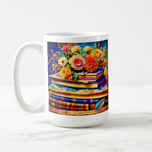 Personalisiertes Blatt Vintager Bücher und Blume Kaffeetasse