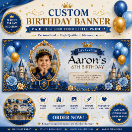 Personalisiertes blau-goldenes Geburtstagsbanner f Banner
