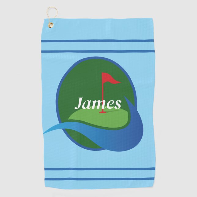 Personalisiertes Blau  Golfhandtuch (Vorderseite)