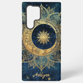 Personalisiertes Blau Himmlisch Gold Sonne Mond Ma Samsung Galaxy Hülle