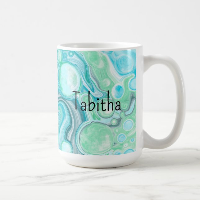 Personalisiertes Blau, türkisfarbene Meereswellen  Kaffeetasse (Rechts)