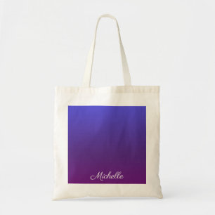 Personalisiertes Blau und lila Ober Tragetasche