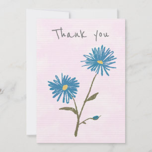 Personalisiertes Blau und Rosa Floral Danke Karte