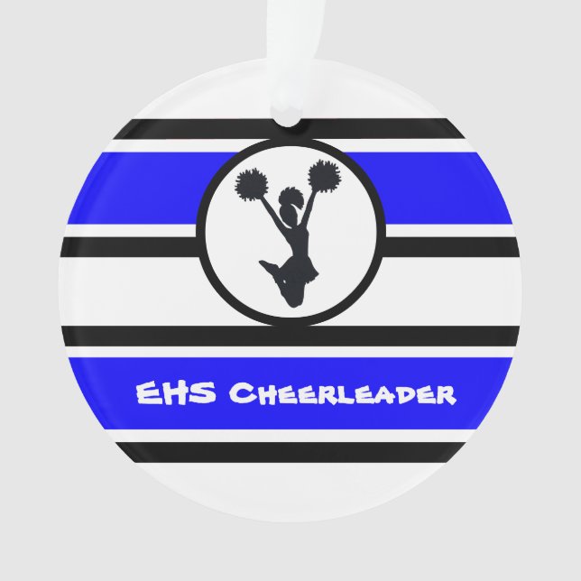 Personalisiertes Blau und Schwarzer Cheerleader Or Ornament (Vorderseite)
