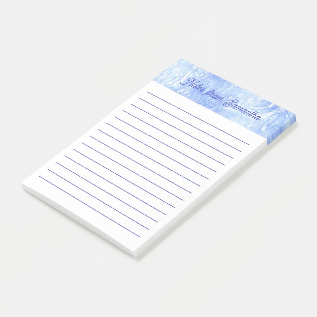Personalisiertes Blau und Weiß Abstrakter Beitrag  Post-it Klebezettel (angewinkelt)