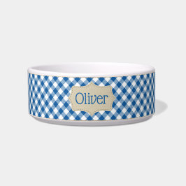 Personalisiertes Blau und Weiß Kariert Napf