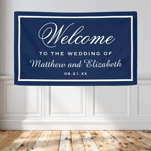 Personalisiertes Blau und Weiße Hochzeit Willkomme Banner (Von Creator hochgeladen)