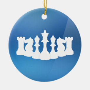 Personalisiertes Blau- und Weißschachdekor Keramik Ornament
