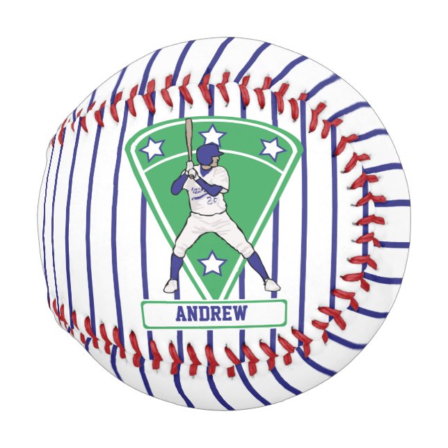 Personalisiertes Blau-Weiß-Baseballstern-Design Baseball (Vorne Rechts)