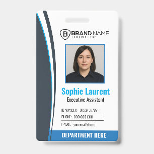 Personalisiertes Blau-Weißes Mitarbeiter-ID-Abzeic Ausweis