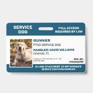 Personalisiertes Blau-Weißes Servicehund-Foto-ID-A Ausweis