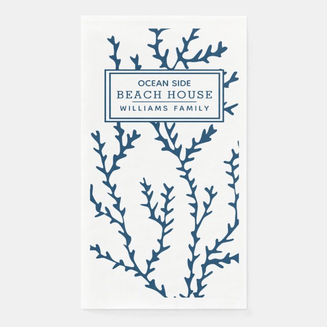 Personalisiertes Blaualgenmuster - Beach House Serviette (Vorderseite)