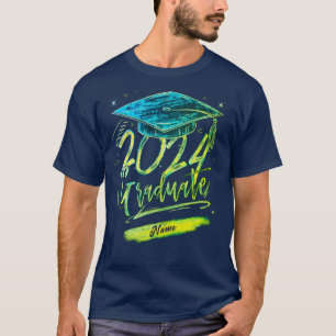 Personalisiertes blaues Abschluss-Shirt mit Namen T-Shirt