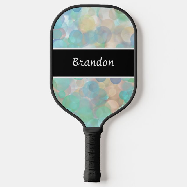 Personalisiertes Blaues Abstraktes Fluid Pickleball Schläger (Rückseite)