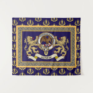 Personalisiertes Blaues Agnew-Clan-Abzeichen Wandteppich