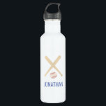 personalisiertes blaues Baseballblau Edelstahlflasche<br><div class="desc">Diese personalisierte Wasserflasche aus Edelstahl aus Edelstahl ist das ideale Geschenk für jeden Baseballliebhaber.</div>