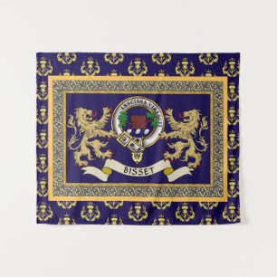 Personalisiertes blaues Bisset-Clan-Abzeichen Wandteppich