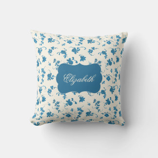 Personalisiertes blaues Blumen-Kissen mit elegante Kissen