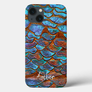 Personalisiertes blaues Bronze-Kupfer-Metallmuster Case-Mate iPhone Hülle