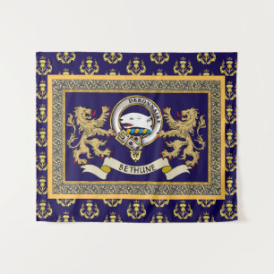 Personalisiertes blaues Clan-Abzeichen von Bethune Wandteppich