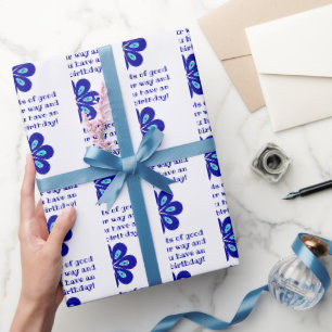 Personalisiertes blaues Floral Evil Eye Amulett Mu Geschenkpapier