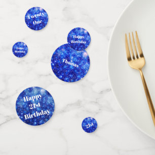 Personalisiertes blaues Funkeln 21. Geburtstag Konfetti