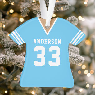 Personalisiertes blaues Fußballtrikot  Ornament