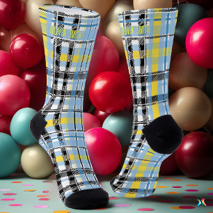 Personalisiertes Blaues, Gelbes und Schwarzes Tart Socken