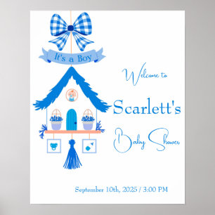 Personalisiertes blaues Haus It's a Boy Baby Showe Poster