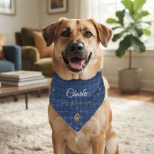 Personalisiertes blaues Heritage-Hundehalstuch mit