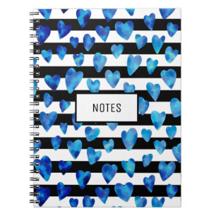 Personalisiertes Blaues Herz Notizblock