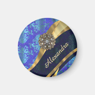 Personalisiertes blaues hübsches girly magnet
