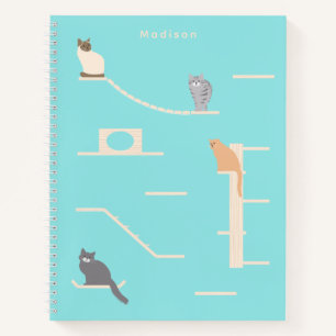 Personalisiertes blaues Katzenwandmöbel-Notizbuch Notizbuch